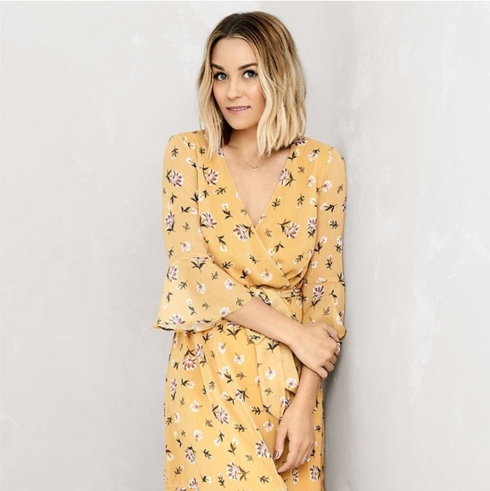 LC Lauren Conrad Yellow Floral Dress Women's Size XS